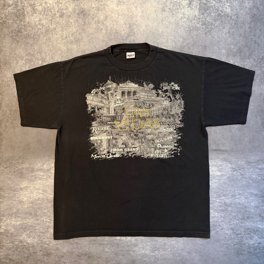 VTG 90s Las Vegas Strip Hotels Graphic T Shirt Mens XXL Murina Made in USA Tee